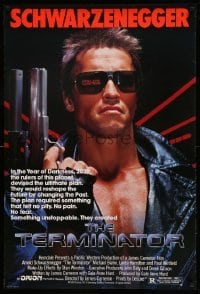 1z324 TERMINATOR 1sh '84 classic image of cyborg Arnold Schwarzenegger, no border design!