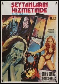 1z073 DEVIL'S NIGHTMARE Turkish '80 wild different sexy horror art with guillotine & severed head!