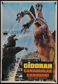 1z078 GHIDRAH THE THREE HEADED MONSTER Turkish '65 Toho, different image of him battling Godzilla!