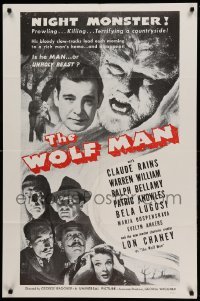 1z502 WOLF MAN military 1sh R60s Lon Chaney Jr. as the Night Monster + Bela Lugosi & cast!