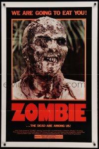 1z504 ZOMBIE 1sh '80 Zombi 2, Lucio Fulci classic, gross c/u of undead, we are going to eat you!