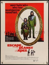 2a228 ESCAPE FROM THE PLANET OF THE APES 30x40 '71 meet Baby Milo who has Washington terrified!