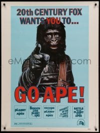 2a229 GO APE 30x40 '74 5-bill Planet of the Apes, wonderful Uncle Sam parody art!