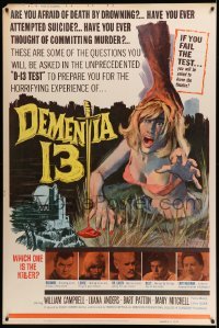 2a212 DEMENTIA 13 40x60 '63 Francis Ford Coppola, Roger Corman, sexy horror art by Ray Burns!