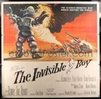 2a122 INVISIBLE BOY linen 6sh '57 Robby the Robot would destroy the world, Mort Kunstler art, rare!