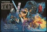 2a235 RETURN OF THE JEDI British quad '83 George Lucas classic, different art by Kirby, 27x40 size