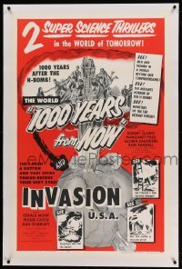 2a151 CAPTIVE WOMEN/INVASION U.S.A. linen 1sh '56 The World 1000 Years From Now, cool art!