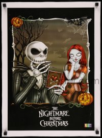 2a138 NIGHTMARE BEFORE CHRISTMAS linen 15x21 Chilean commercial poster '00 Jack reads Sally's card!