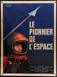 2a053 FIRST MAN INTO SPACE French 1p '59 great different Soubie art of astronaut & ship, rare!