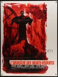 2a059 PLAGUE OF THE ZOMBIES French 1p '66 Hammer, best different Grinsson undead art, ultra rare!