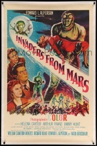 2a168 INVADERS FROM MARS linen 1sh R55 art of hordes of green monsters from outer space!