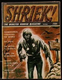 2a317 SHRIEK magazine Winter 1967 cool zombie art, Frankenstein Conquers the World & more!