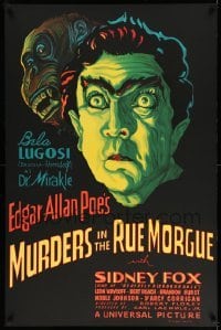 2a265 MURDERS IN THE RUE MORGUE S2 recreation 1sh 2000 great art of spookiest Bela Lugos & ape!
