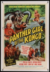 2a183 PANTHER GIRL OF THE KONGO linen 1sh '55 Phyllis Coates, man-made monsters terrify the jungle!