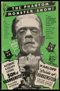2a072 SON OF FRANKENSTEIN/BRIDE OF FRANKENSTEIN pressbook '48 monster Boris Karloff & Lanchester!