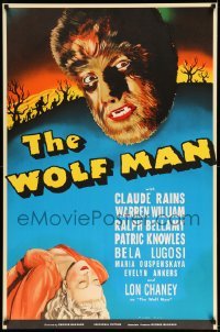 2a267 WOLF MAN S2 recreation 1sh 2000 artwork of Lon Chaney Jr. in the title role as the monster!