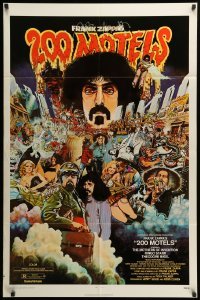 2b007 200 MOTELS 1sh '71 directed by Frank Zappa, rock 'n' roll, wild McMacken artwork!