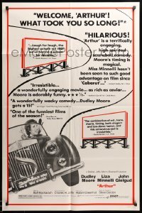 2b038 ARTHUR reviews 1sh '81 artwork of drunken Dudley Moore driving car by Bob Gleason!