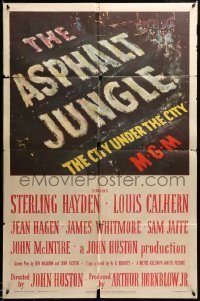 2b039 ASPHALT JUNGLE 1sh '50 John Huston classic film noir, The City Under the City!