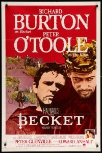 2b063 BECKET style A 1sh '64 great image of Richard Burton in the title role, Peter O'Toole!