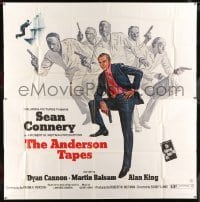 2c003 ANDERSON TAPES 6sh '71 art of Sean Connery & gang of masked robbers, Sidney Lumet!