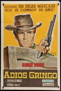 2c178 ADIOS GRINGO Argentinean '66 cool art of cowboy Giuliano Gemma with gun, spaghetti western!