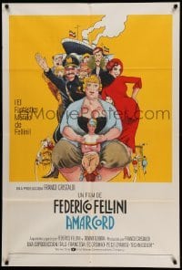 2c183 AMARCORD Argentinean '74 Federico Fellini classic comedy, great art by Giuliano Geleng!