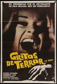 2c185 AND NOW THE SCREAMING STARTS Argentinean '73 c/u of terrified girl & art of severed hand!