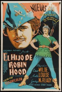 2c190 BANDIT OF SHERWOOD FOREST Argentinean '45 cool art of Cornel Wilde as the son of Robin Hood!