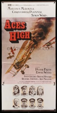 2c077 ACES HIGH English 3sh '76 Malcolm McDowell, really Eddie Paul WWI airplane dogfight art!