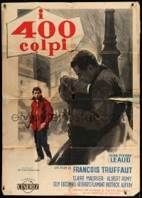 2c666 400 BLOWS Italian 1p '59 Francois Truffaut classic, different art of Jean-Pierre Leaud, rare!