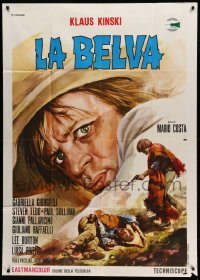 2c686 BEAST Italian 1p '70 La Belva, great Casaro art of insane Klaus Kinski close up & with gun!