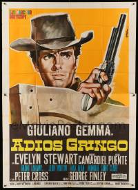 2c389 ADIOS GRINGO Italian 2p '66 Sandro Symeoni art of cowboy Giuliano Gemma, spaghetti western!