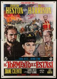 2c390 AGONY & THE ECSTASY roadshow Italian 2p '65 art of Charlton Heston & Rex Harrison by Nistri!