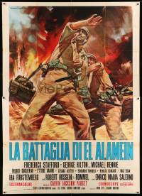 2c404 BATTLE OF EL ALAMEIN Italian 2p '68 different art of WWII soldiers & tanks by Mario Piovano!