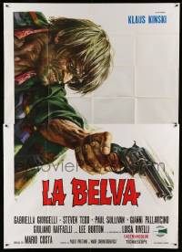 2c406 BEAST Italian 2p '70 great spaghetti western art of insane Klaus Kinski with revolver!