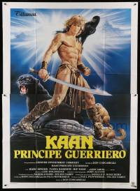 2c407 BEASTMASTER Italian 2p '82 Taylor art of bare-chested Marc Singer & sexy Tanya Roberts!