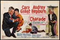 2f045 CHARADE Belgian '63 art of tough Cary Grant & sexy Audrey Hepburn, expect the unexpected!
