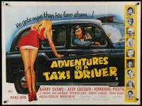 2f613 ADVENTURES OF A TAXI DRIVER British quad '76 Barry Evans, Judy Geeson, sexy wacky artwork!