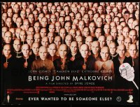 2f618 BEING JOHN MALKOVICH DS British quad '00 Spike Jonze, wacky image of lots of Malkovich masks!