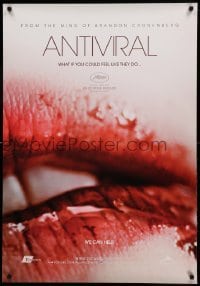 2f157 ANTIVIRAL teaser Canadian 1sh '12 Malclom McDowell, Cronenberg, bloody lips!