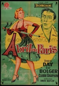 2f323 APRIL IN PARIS Spanish '53 pretty Doris Day and wacky Ray Bolger in France!