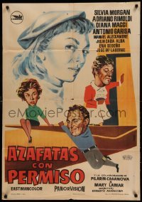 2f325 AZAFATAS CON PERMISO Spanish '59 Ernesto Arancibia, art of Silvia Morgan and top cast!