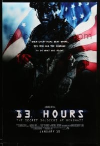 2g462 13 HOURS teaser DS 1sh '16 The Secret Soldiers of Benghazi, Michael Bay, flag image!
