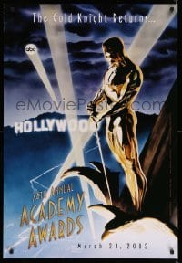 2g470 74TH ANNUAL ACADEMY AWARDS 1sh '02 cool Alex Ross art of Oscar over Hollywood!