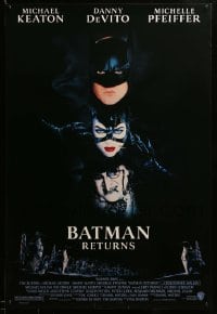 2g504 BATMAN RETURNS 1sh '92 Michael Keaton, Danny DeVito, Michelle Pfeiffer, Tim Burton!