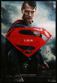 2g516 BATMAN V SUPERMAN teaser DS 1sh '16 waist-high image of Henry Cavill in title role!