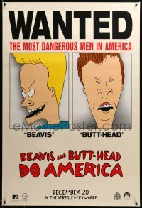 2g521 BEAVIS & BUTT-HEAD DO AMERICA teaser 1sh '96 Mike Judge, most dangerous men in America!