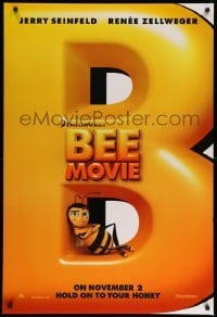 2g522 BEE MOVIE yellow teaser DS 1sh '07 Jerry Seinfeld, Renee Zellweger, cool different image