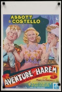 2g190 LOST IN A HAREM 14x21 Belgian REPRO poster '80s Bud Abbott & Lou Costello in Arabia, Maxwell